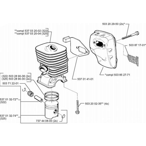 Cylinder Piston for Husqvarna 325