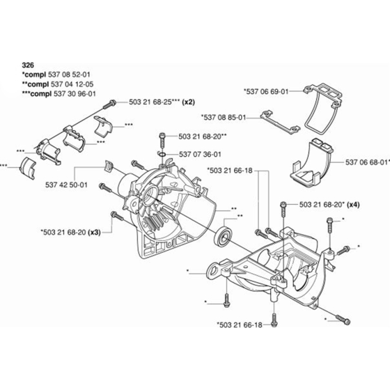 Crankcase for Husqvarna 326 L