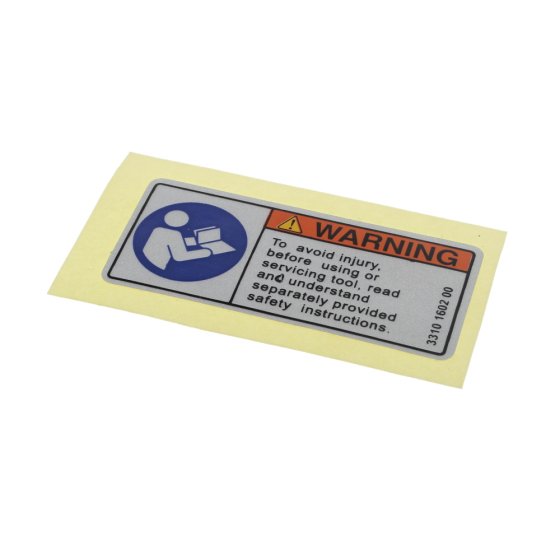 Safety Label fits Atlas Copco TEX 280PE, TEX 20PS Breakers - 3310 1602 00
