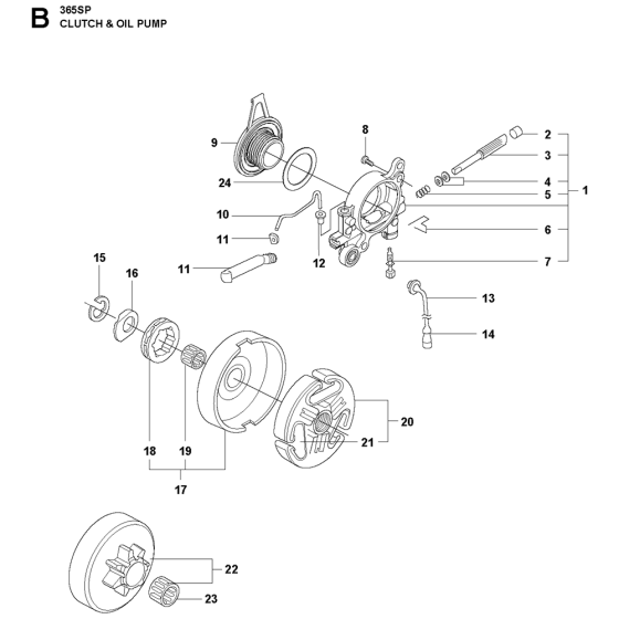Clutch & Oil Pump for Husqvarna 365