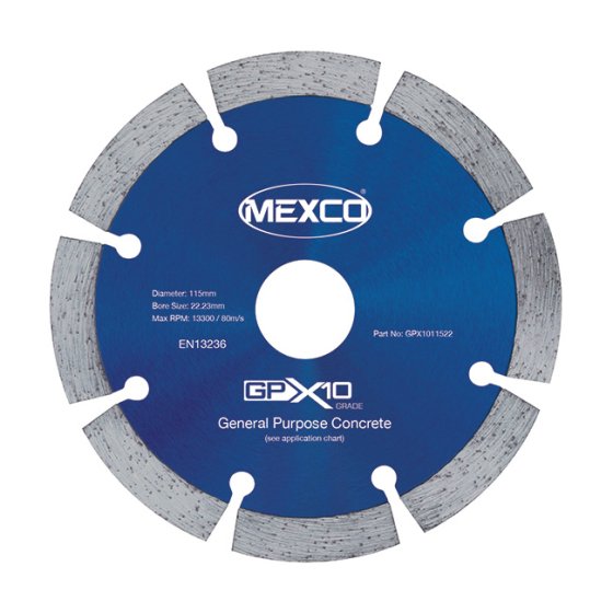 Mexco 115mm Diamond Blade Concrete X10 Grade