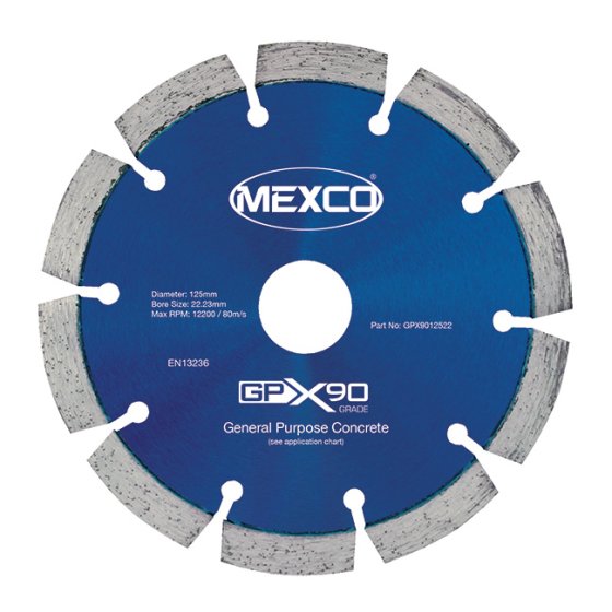 Mexco 125mm Diamond Blade Concrete X90 Grade