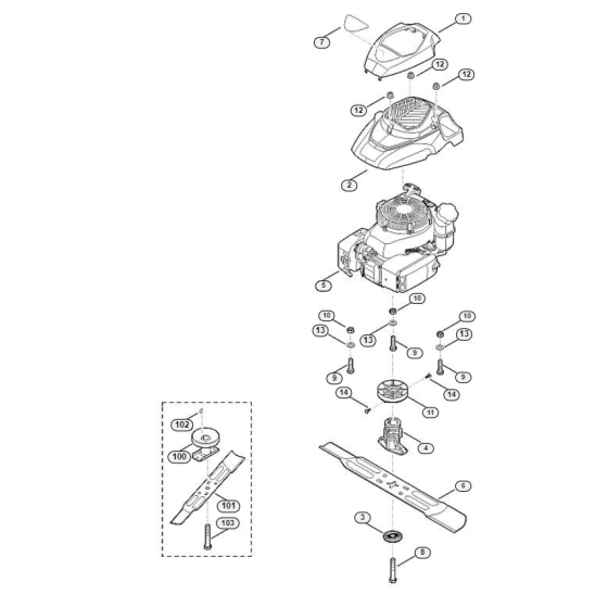 Engine and Blade for Viking MB 253.0 T