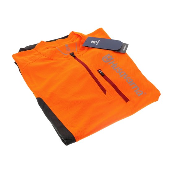 Large Husqvarna Technical Short Sleeve Work T-Shirt - Quick Dry, Zipper Front