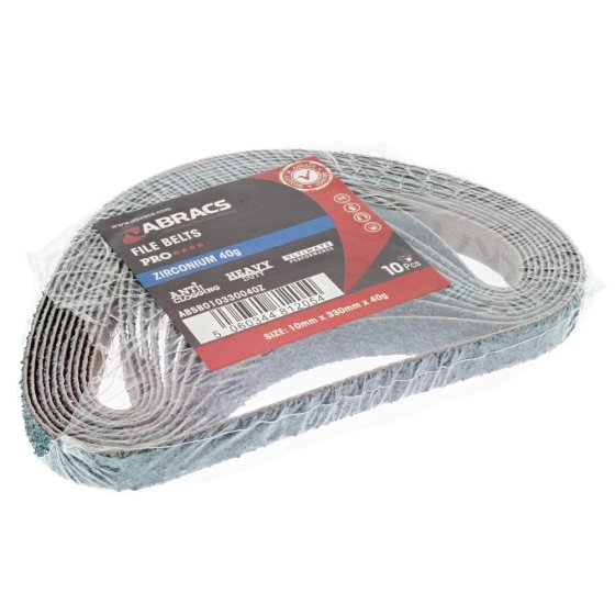 Zirconium File Belt 10mm X 330mm 40 Grit - 10 Pack