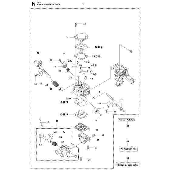 Carburetor Assembly Husqvarna 545