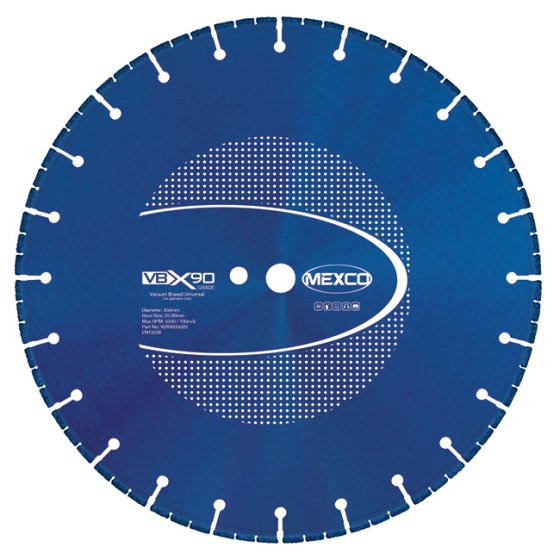 Mexco 350mm Vacuum Brazed Blade Multi-Use X90 Grade 20.00mm Diamond Blade Bore
