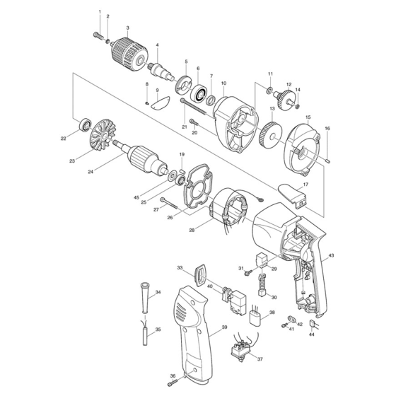 Makita 6510LVR Drill Assembly