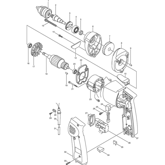 Makita 6510PB Drill Assembly