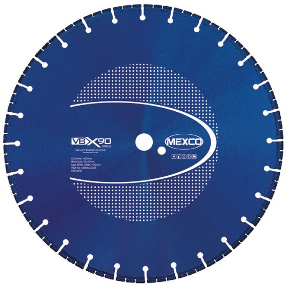 Mexco 400mm Vacuum Brazed Blade Multi-Use X90 Grade 25.4mm Diamond Blade Bore