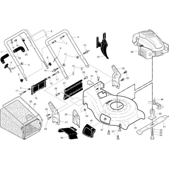 Frame & Engine for Husqvarna 7021 KR