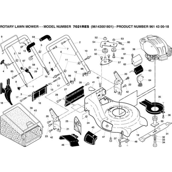 Parts for Husqvarna 7021 RES