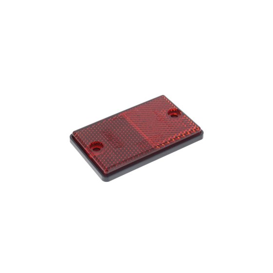 Red  Self Adhesive Reflector - c/w 54mm Centres Mounting Holes 75mm x 46mm