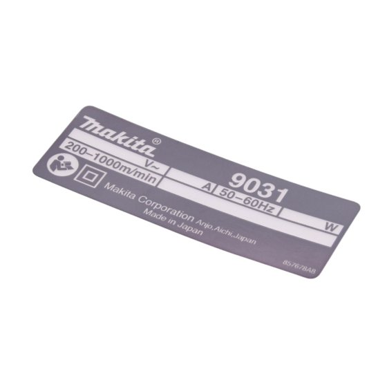 Name Plate for Makita 9031 Belt Sanders - OEM No. 857678-8