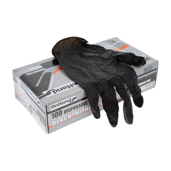 Disposable Nitrile Black Gloves Powder & Latex Free Size 9 Large 100 Pack