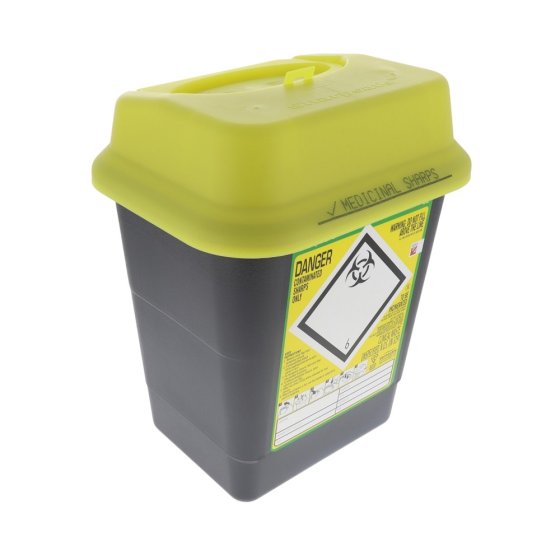 Sharps Bin Self Activating Inner Flap Ensures Safe Disposal 4.0L Capacity