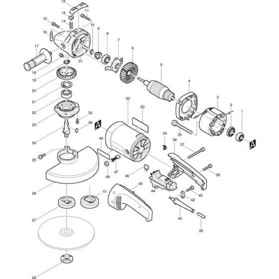 Makita 9029S Angle Driver Assembly