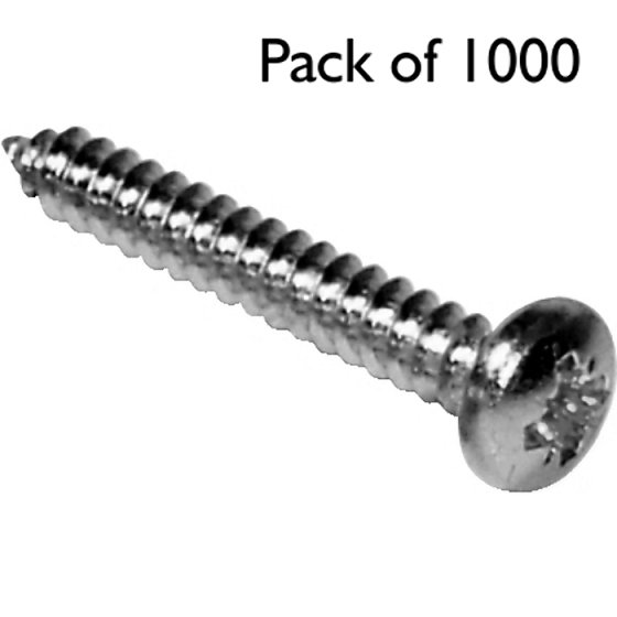Self Tapper / Tapping Screws, PZD Pan Head, Size: 4, Length: 3/8" - Pack of 1000