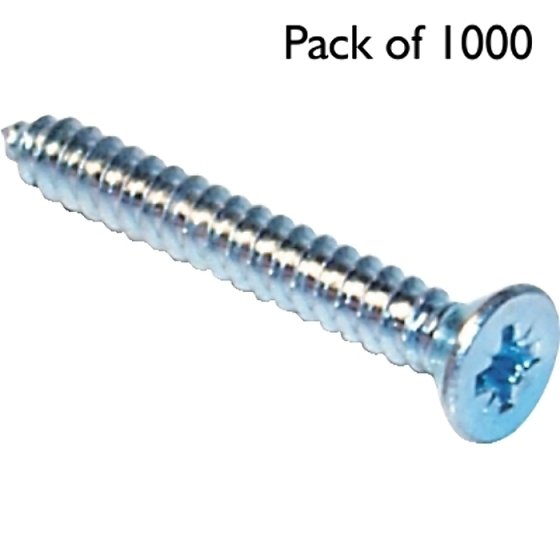 Self Tapping Screws, Countersunk Head, Size: 8, Length: 1.1/2", Pack of 1000