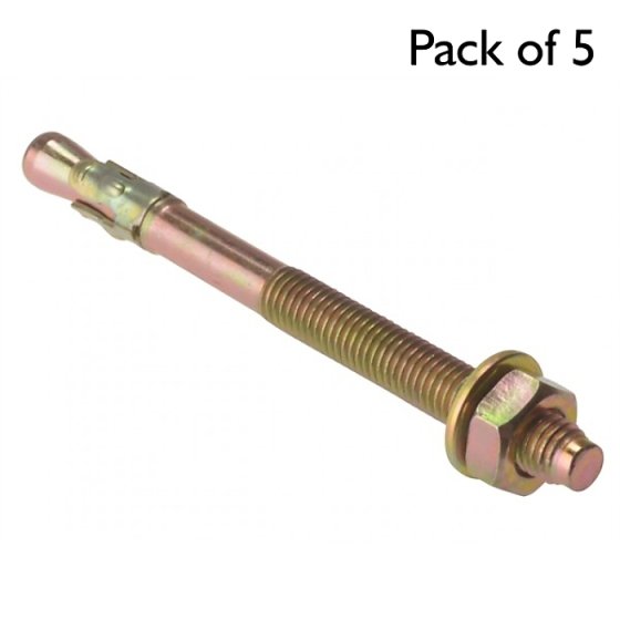 Through Bolts, Size: M24 x 260, Zinc/Yellow Passivated - Pack of 5