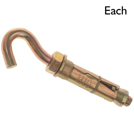 Shield Anchor - Hook Bolt, Size: M10 (Hole Size 16mm) - Sold Individually