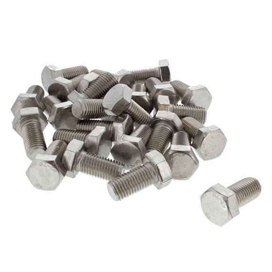 M20 x 40mm A2 Hexagon Head Stainless Steel DIN 933 Setscrews 25 Pack