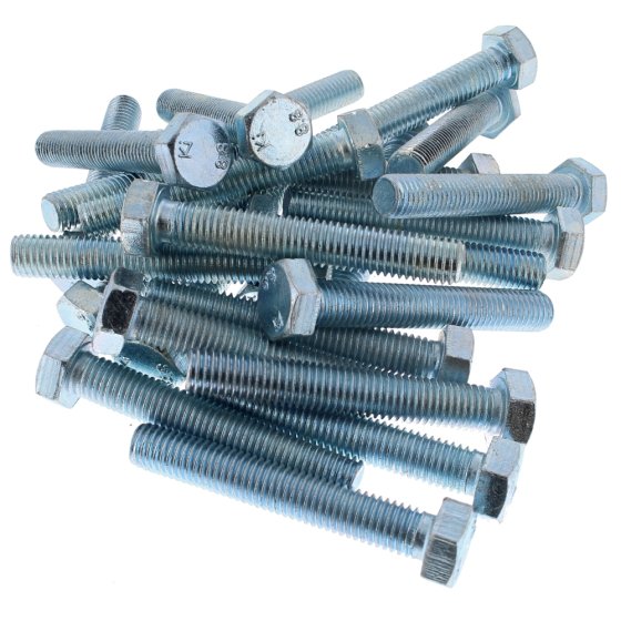 M12 x 75mm Zinc Plated 8.8 HT DIN 933 Setscrews 25 Pack