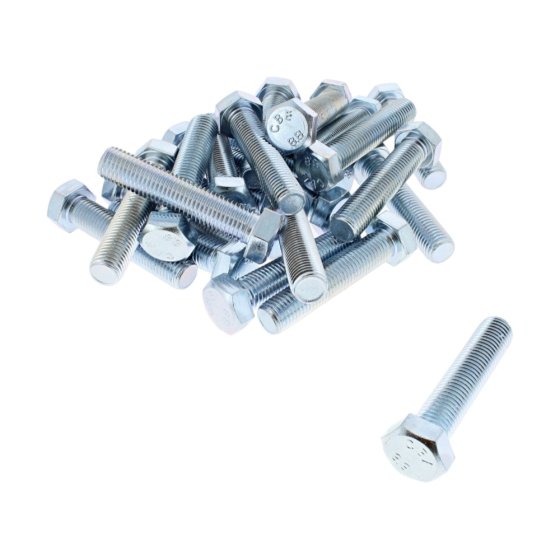 M16 x 75mm Zinc Plated 8.8 HT DIN 933 Setscrews 25 Pack