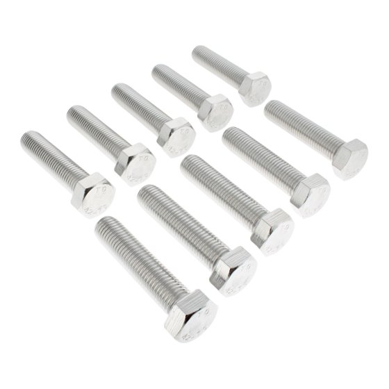 M16 x 70mm A2 Hexagon Head Stainless Steel DIN 933 Setscrews 10 Pack