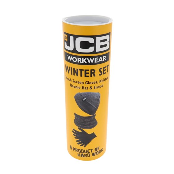JCB Winter Knitted Hat, Touchscreen Work Gloves and Snood Set