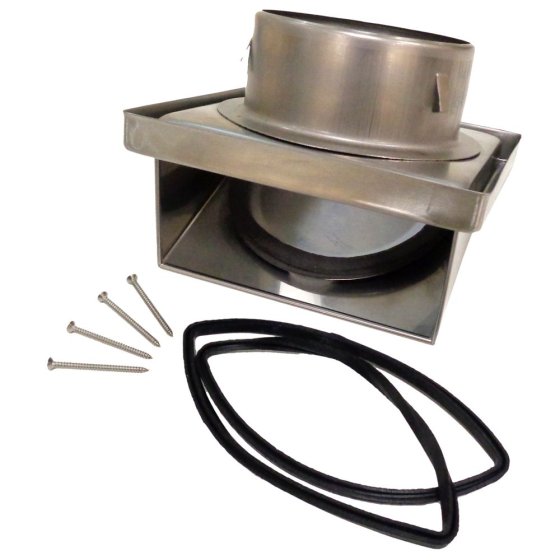 Cowled Outlet Vent with Non-Return Flap 125mm Stainless Steel Suitable For Home Extractor Applications