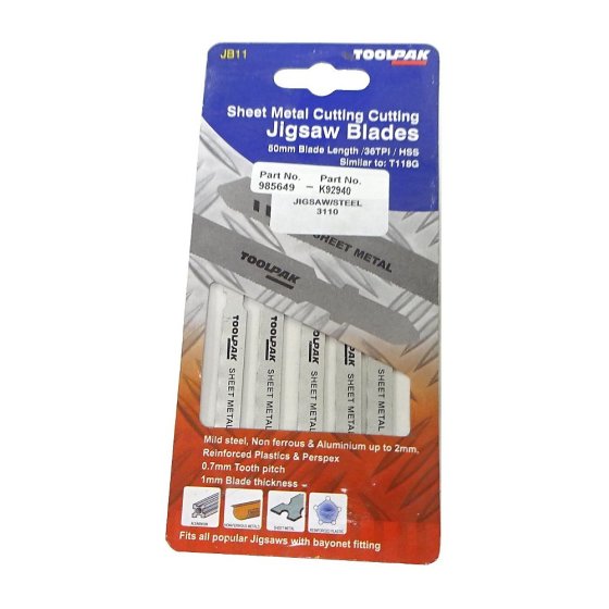 Jigsaw Blades 50mm for Metal Cutting - 5 Pack