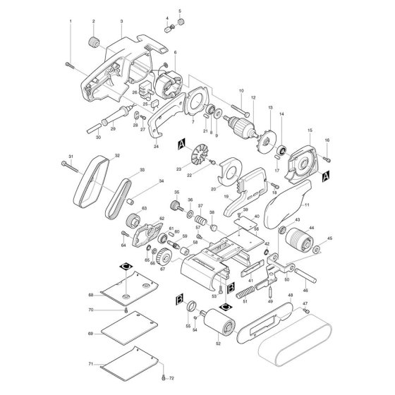 Makita 9900B Belt Sander Assembly