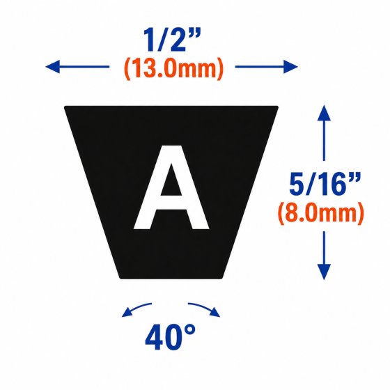 A29 Smooth Rubber Drive V-Belt - Circ.29", Width: 13mm, Height: 8mm