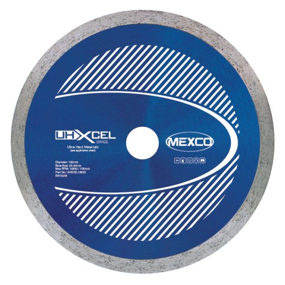 Mexco 180mm Ultra Hard Materials XCEL Grade 25.4mm Diamond Blade Bore