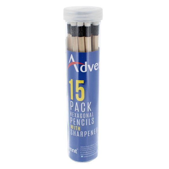 Hexagonal HB Pencils & Sharpener (Tub 15)