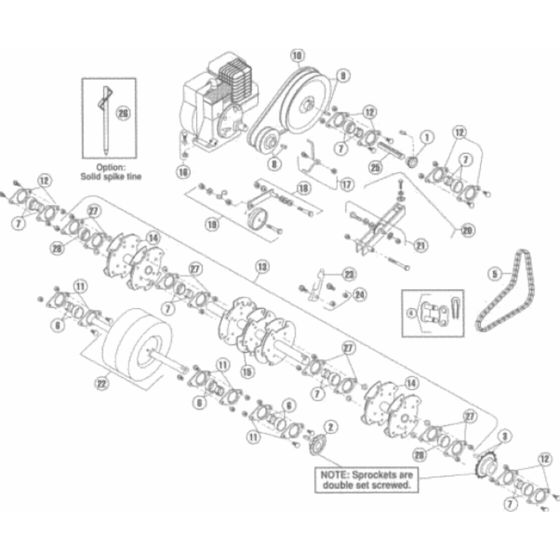 Power Train & Tine Motor Assembly