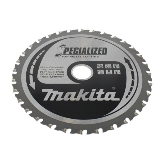 Makita Specialised 150mm Circular Saw Blade – 32T TCT, 20mm Bore, 1.5mm Kerf – Metal Cutting (1-3mm) - B-47036