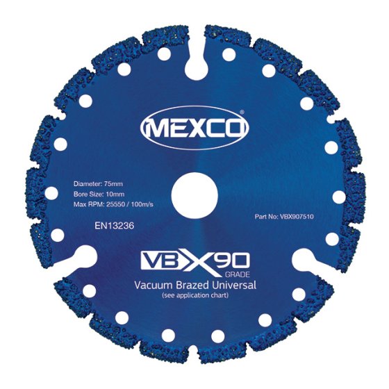 Mexco 75mm Vacuum Brazed Blade Multi-Use X90 Grade 10mm Diamond Blade Bore