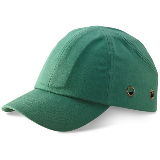 Safety Baseball Cap c/w Mesh sides fits over an ABS plastic shell Green