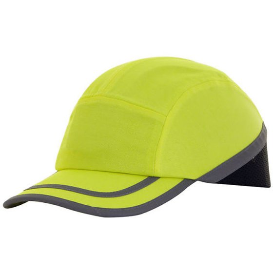 Safety Baseball Cap c/w Mesh sides fits over a ABS plastic shell Sat Yellow