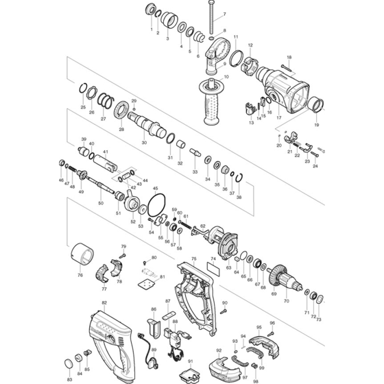 Makita BHR202 Main Assembly