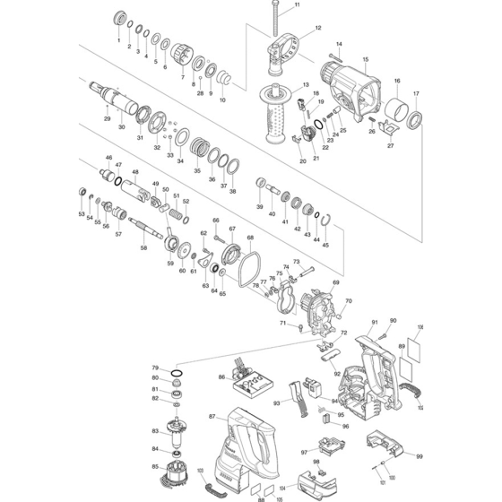 Makita BHR242 Main Assembly