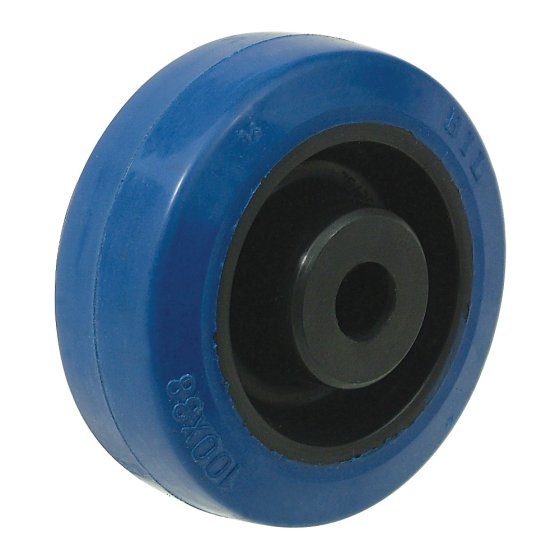 Rubber Castor Wheel 4" Blue for Machinery - 15mm Bore