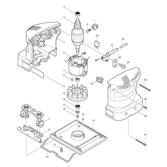 Makita BO4510 Sander Assembly