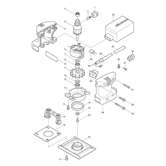 Makita BO4554 Sander Assembly