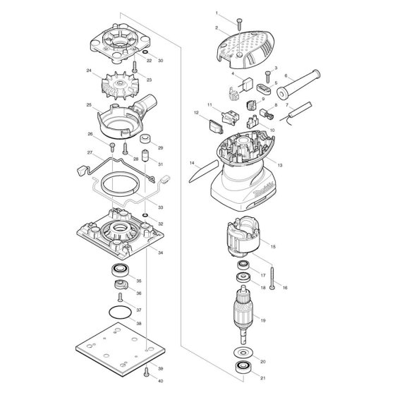 Makita BO4556 Sander Assembly