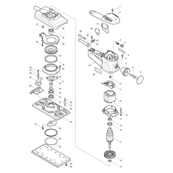 Makita BO4900 Sander Assembly