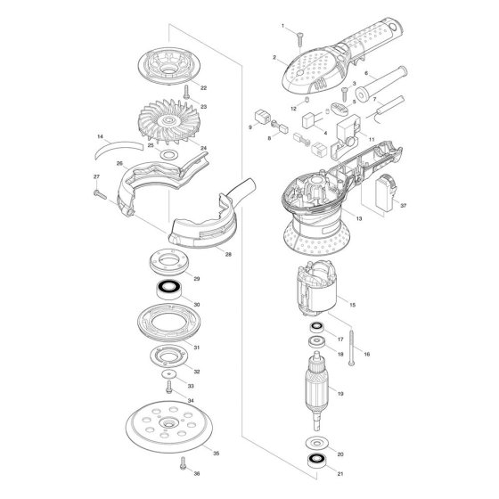Makita BO5041 Sander Assembly