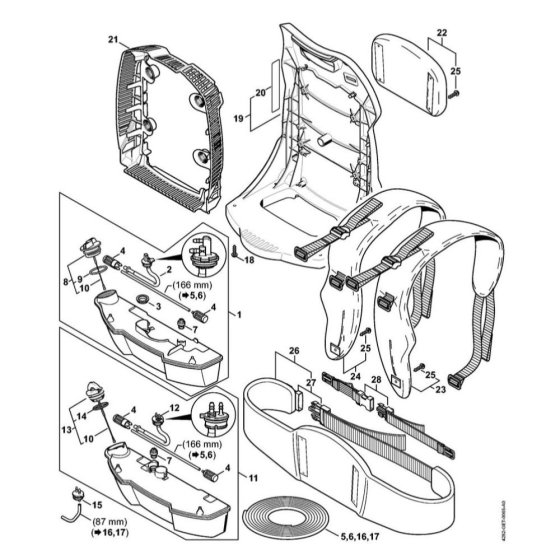 Fuel Tank Backplate for Stihl BR 550